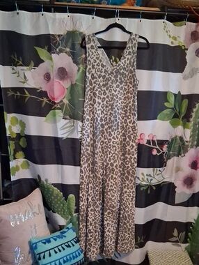 Leopard Print Wide-Leg Jumpsuit - Neutral